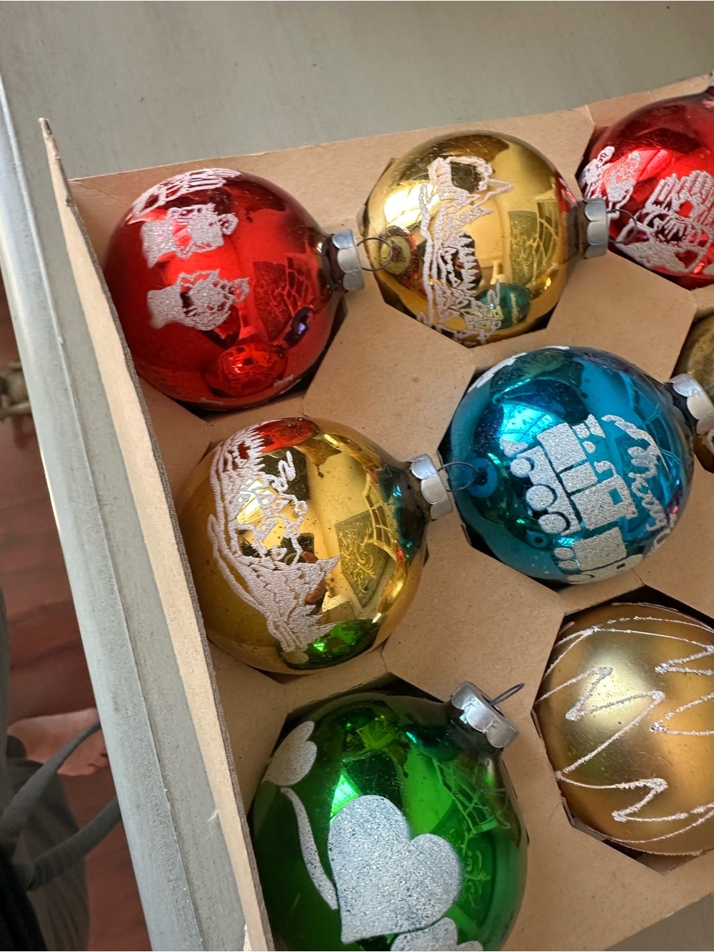 Vintage stenciled glass Christmas ornaments full box shiny brite like - Picture 7 of 12